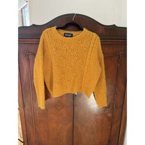 ENDLICH BALLERINA Mustard Yellow Wool Angora Cable Knit Pullover Sweater